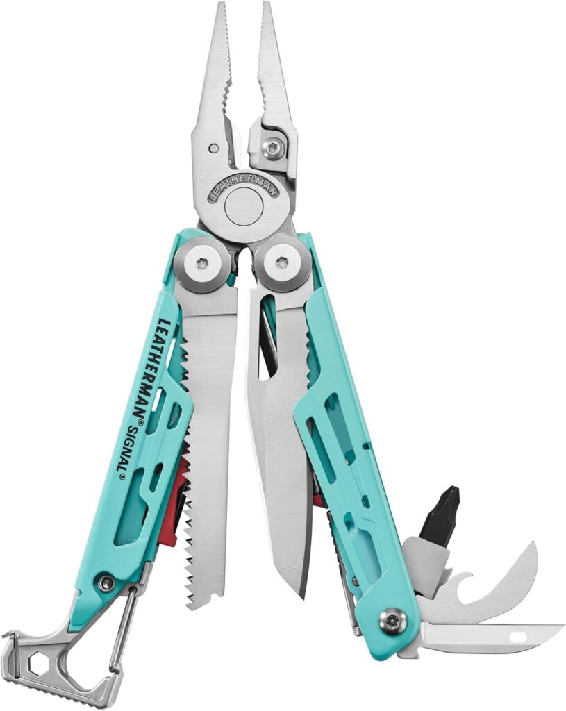 Leatherman Signal Multi-Tool, 19 Funktionen für Camping und Survival, Light Blue