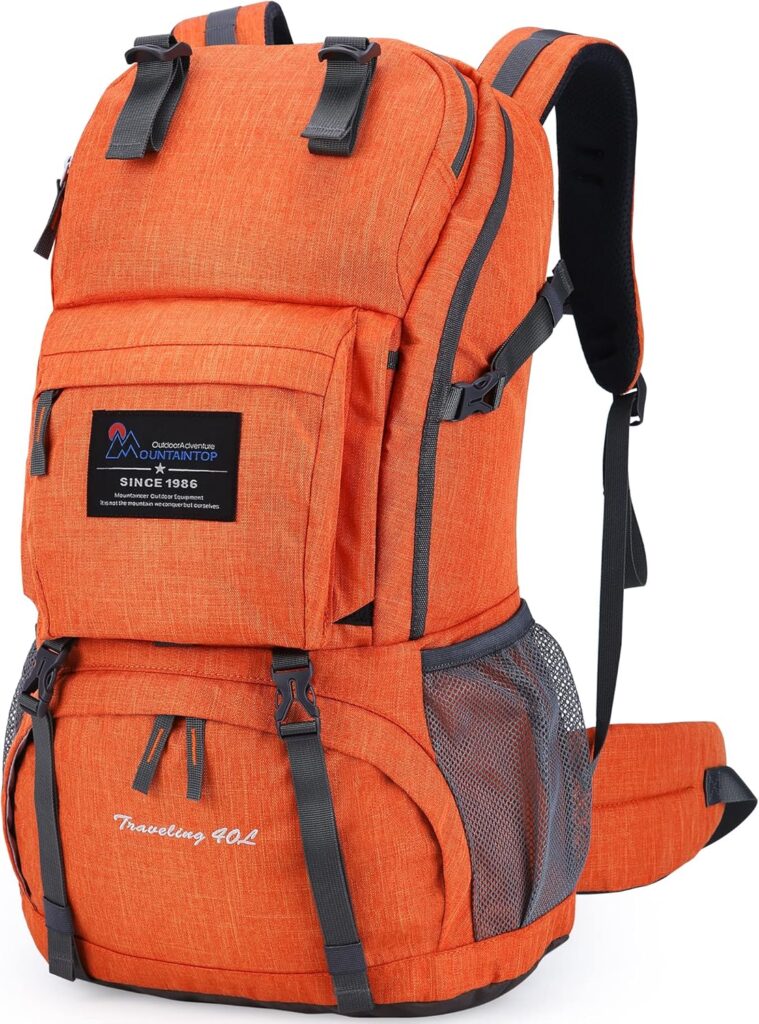 MOUNTAINTOP 40L Wanderrucksack mit Regenhülle und atmungsaktivem Rücken