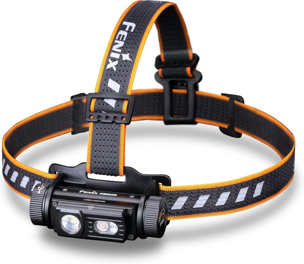 FENIX HM60R Stirnlampe mit Aluminiumgehäuse im Regen