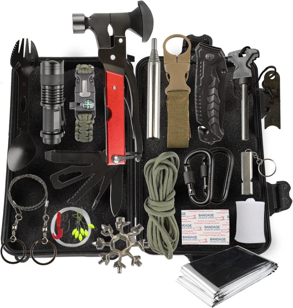 Lixada 18-in-1 Survival Kit mit Multitool, Kompass und Taschenlampe
