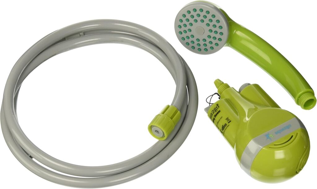 Aqua2go GD320 – mobile Akku-Dusche mit starkem Druck und Zubehör für Camping oder Vanlife.